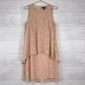 Lauren Ralph Lauren Beige Layered Midi Dress